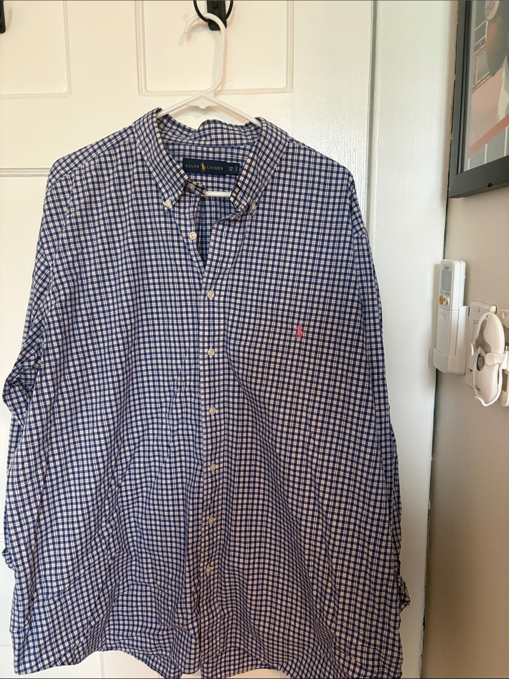 Ralph Lauren Navy and White Gingham Button-Down Shirt